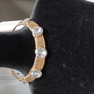 Gold and large round stone Unique necklace and earring set